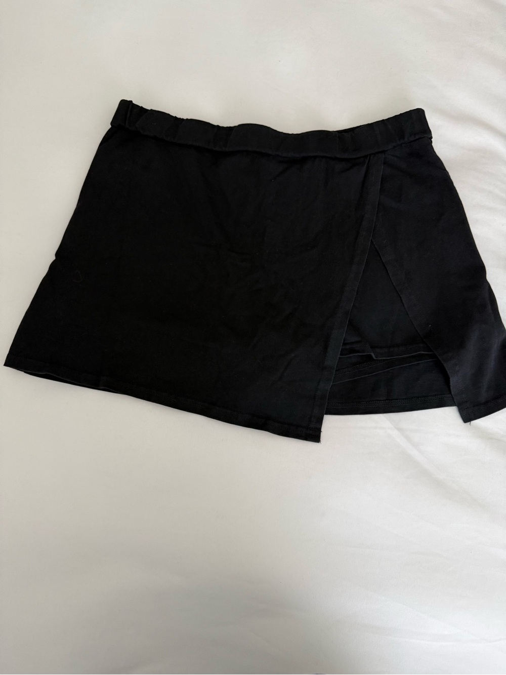 Black Wrap-Style Mini Skirt